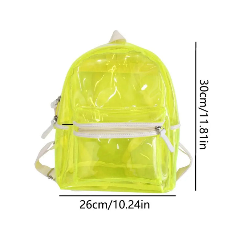 Tote bags for schools Adjustable Straps Waterproof bright yellow clear backpack with dimensions 30cm x 26cm