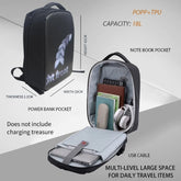 Backpacks Programmable Panel Screen Waterproof with large interior space and multiple pockets for travel essentials.