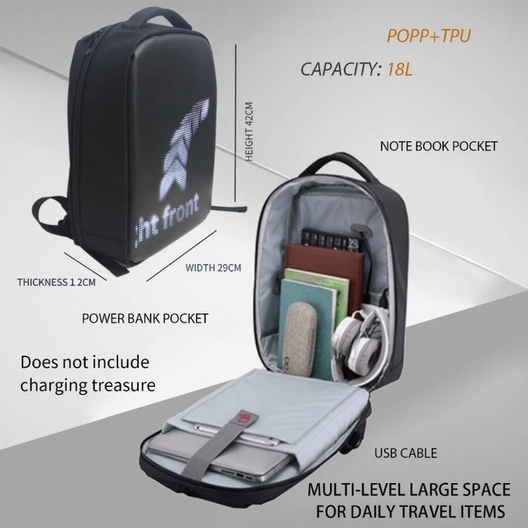 Backpacks Programmable Panel Screen Waterproof with large interior space and multiple pockets for travel essentials.
