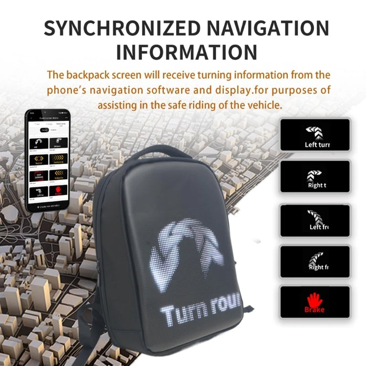 Backpacks Programmable Panel Screen Waterproof displaying synchronized navigation information for safe riding.